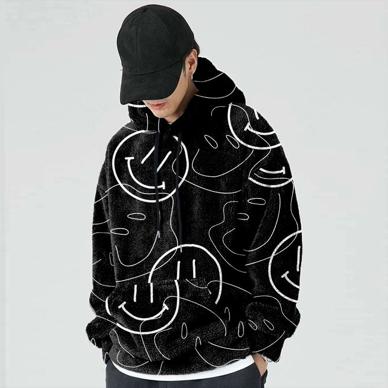 Smiley Doodle Flannel Hoodie