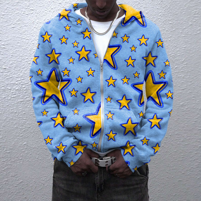 Star Graffiti Zipper Hoodie