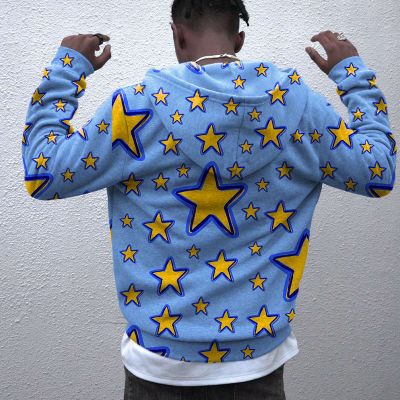 Star Graffiti Zipper Hoodie