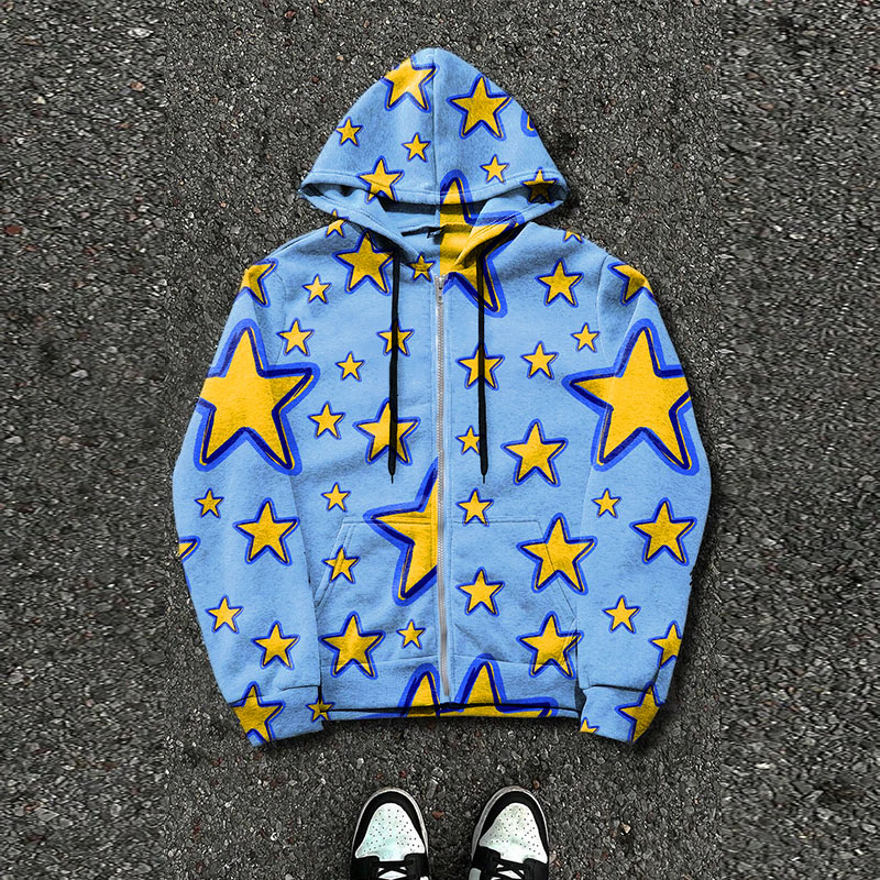 Star Graffiti Zipper Hoodie