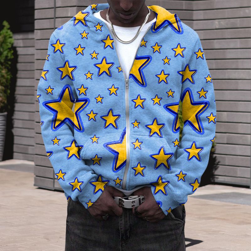 Star Graffiti Zipper Hoodie