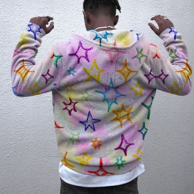 Star Graffiti Zipper Hoodie