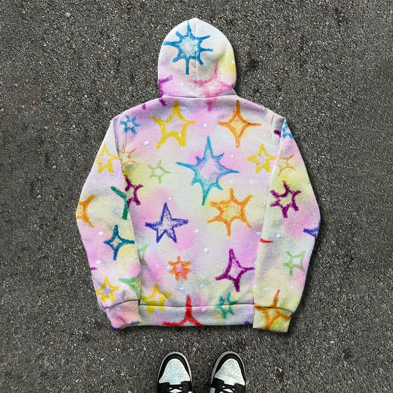 Star Graffiti Zipper Hoodie