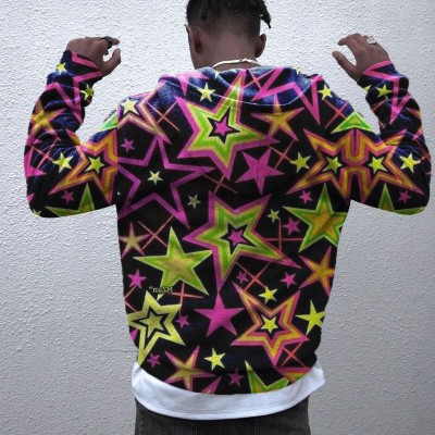 Star Graffiti Zipper Hoodie