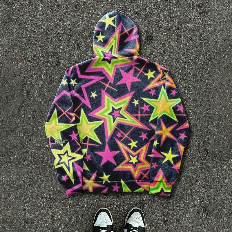 Star Graffiti Zipper Hoodie