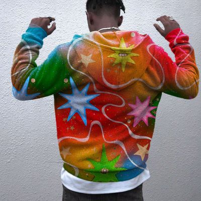 Star Graffiti Zipper Hoodie