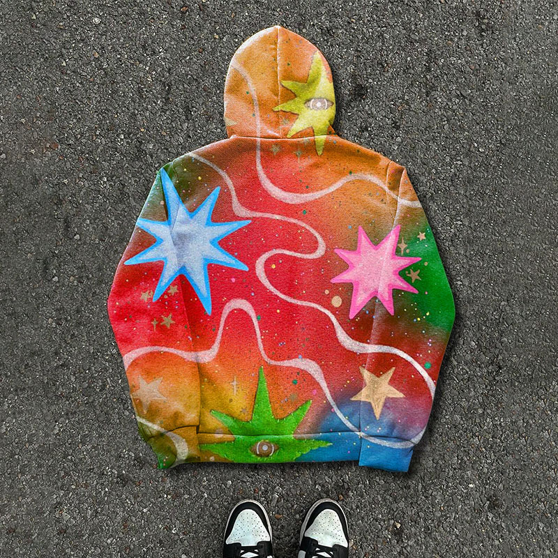 Star Graffiti Zipper Hoodie