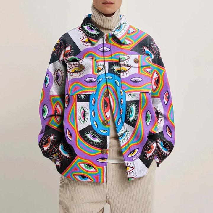 Eye Element Graffiti Shirt Jacket