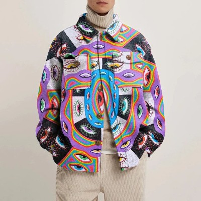 Eye Element Graffiti Shirt Jacket