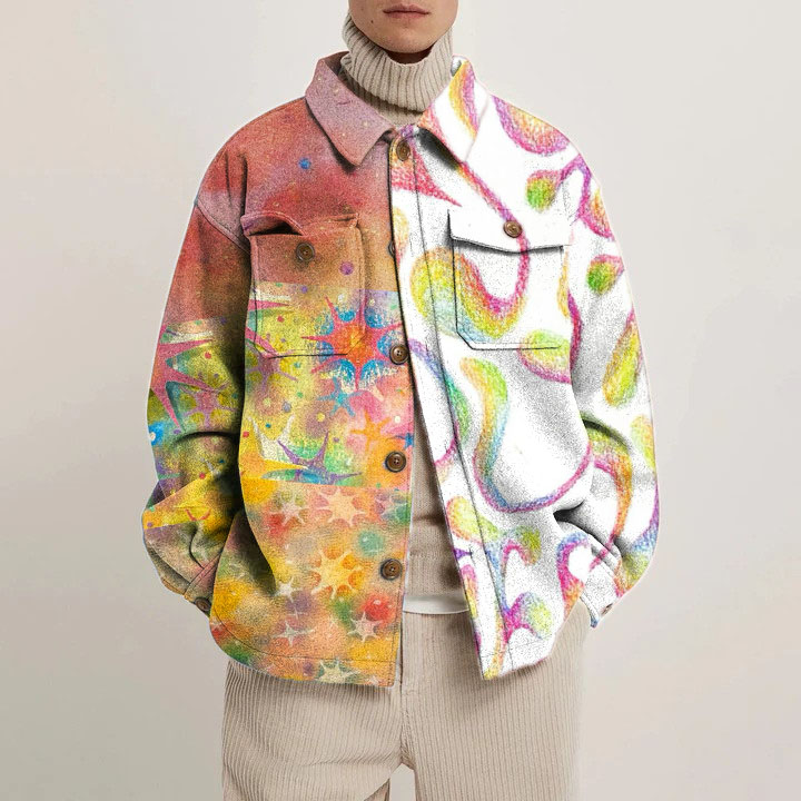 Patchwork Stars Graffiti Shirt Jacket