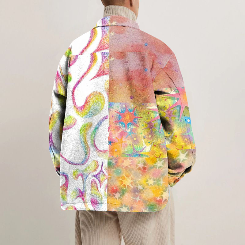 Patchwork Stars Graffiti Shirt Jacket