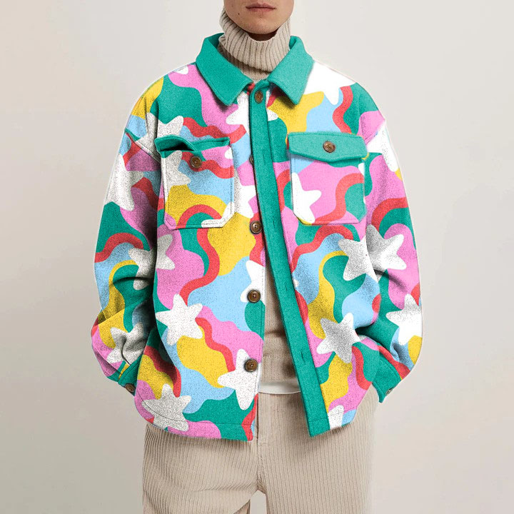 Colorful Stars Graffiti Shirt Jacket