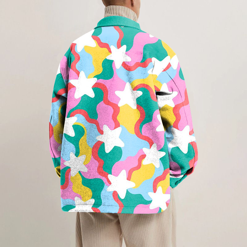 Colorful Stars Graffiti Shirt Jacket