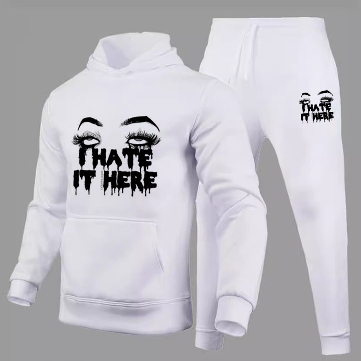 Hip Hop Letter Print Hoodie Set