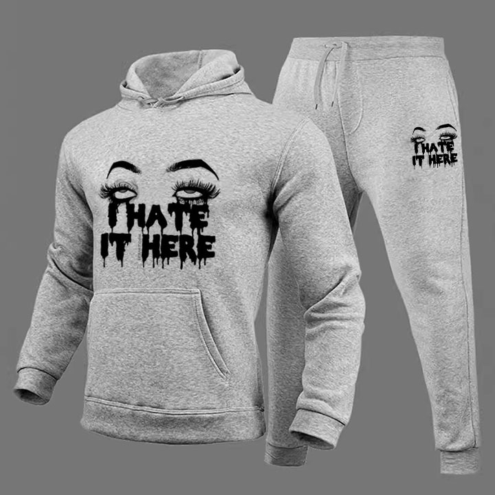 Hip Hop Letter Print Hoodie Set