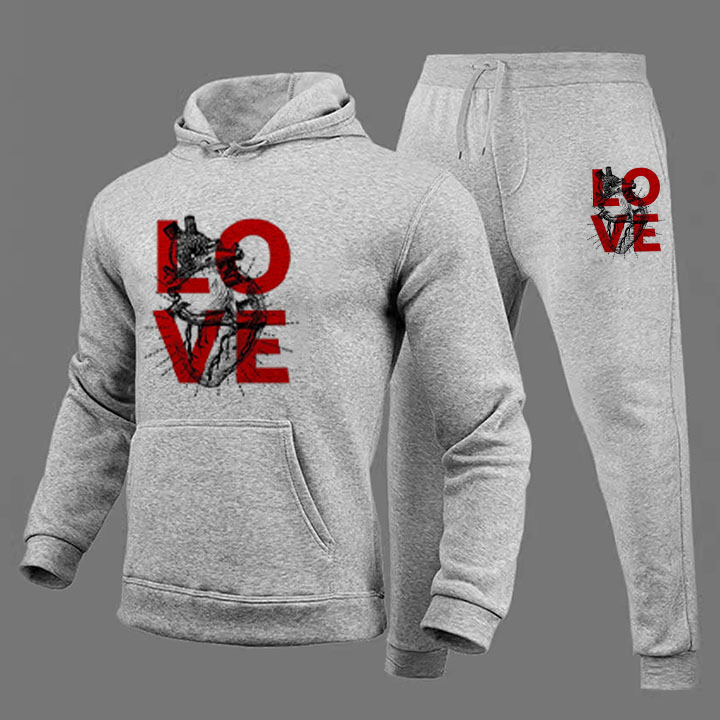 Lettered Graffiti Hoodie Set