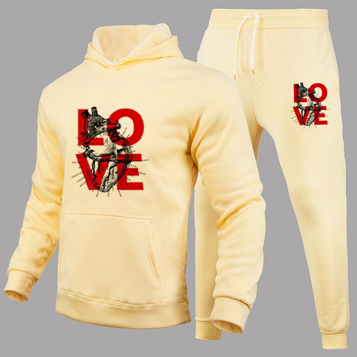 Lettered Graffiti Hoodie Set