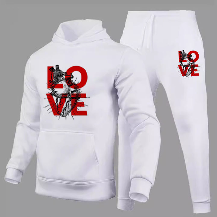 Lettered Graffiti Hoodie Set