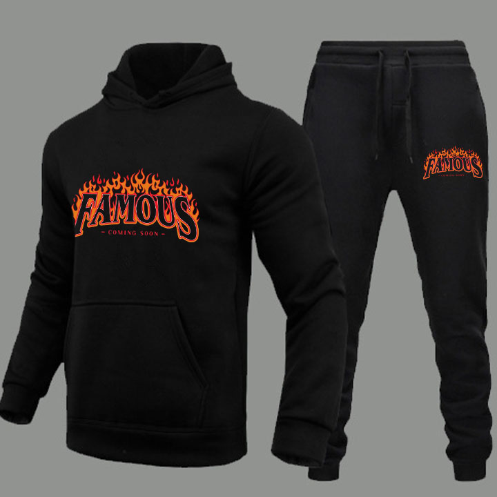 Lettered Graffiti Hoodie Set