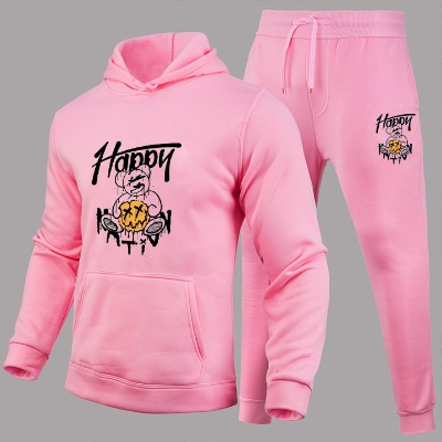 Lettered Graffiti Hoodie Set