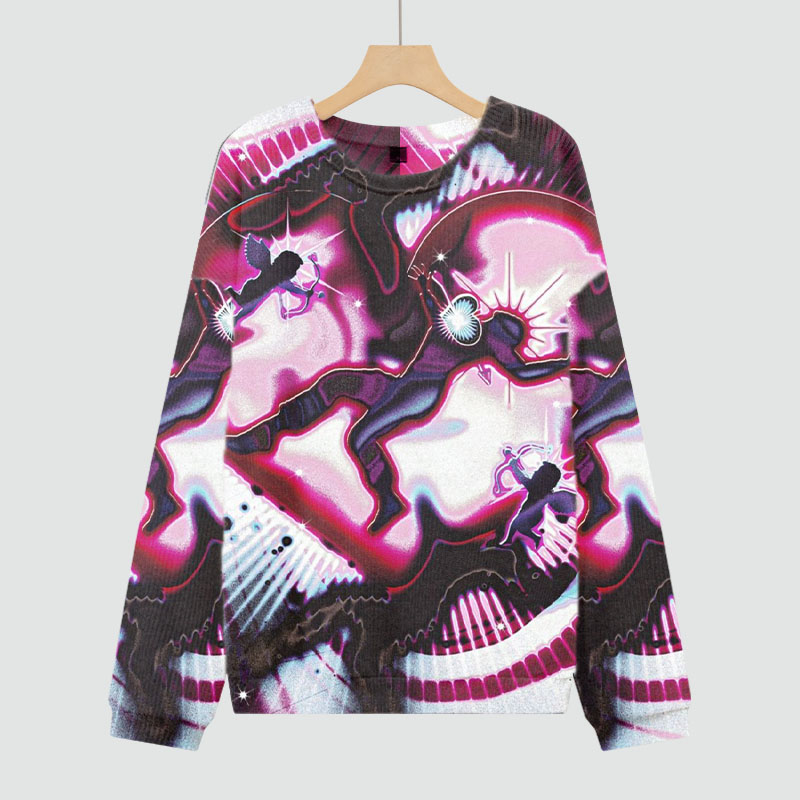 Art Graffiti Print Knit Sweater