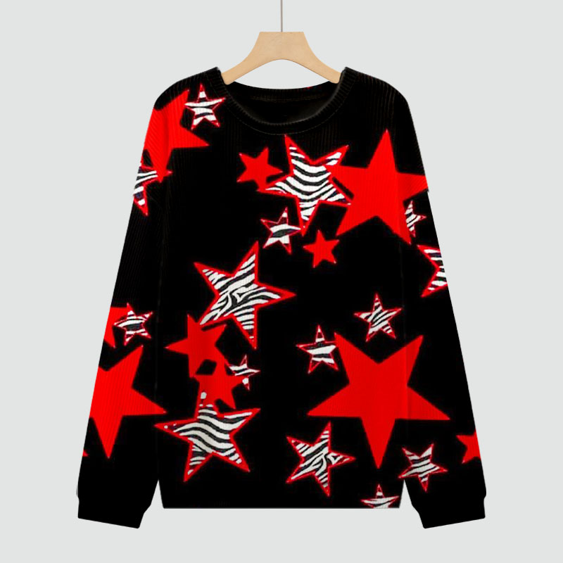 Zebra Print Star Print Knit Sweater