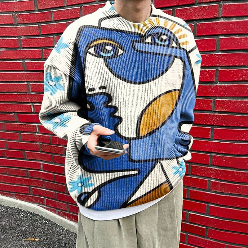 Art Graffiti Print Knit Sweater