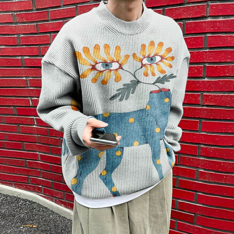 Art Graffiti Print Knit Sweater