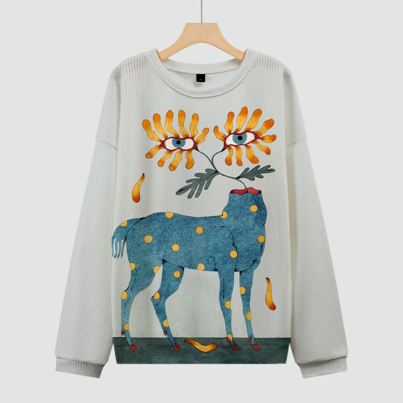 Art Graffiti Print Knit Sweater