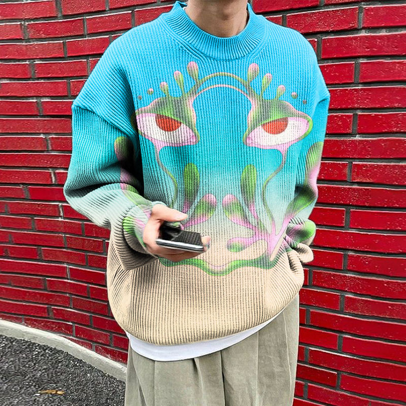 Art Graffiti Gradient Knit Sweater