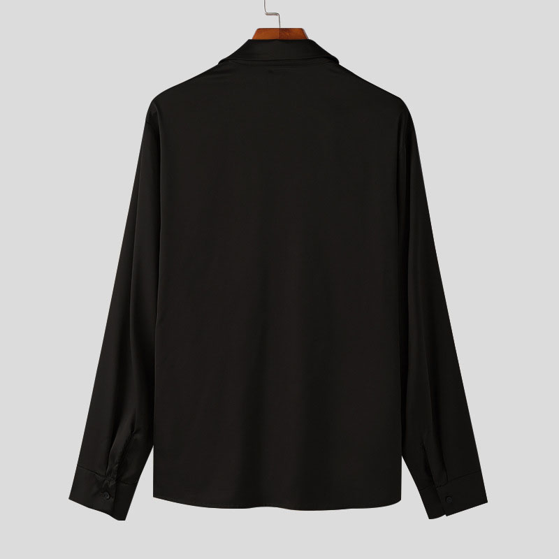 French Swing Neck Long Sleeve Silk Blouse