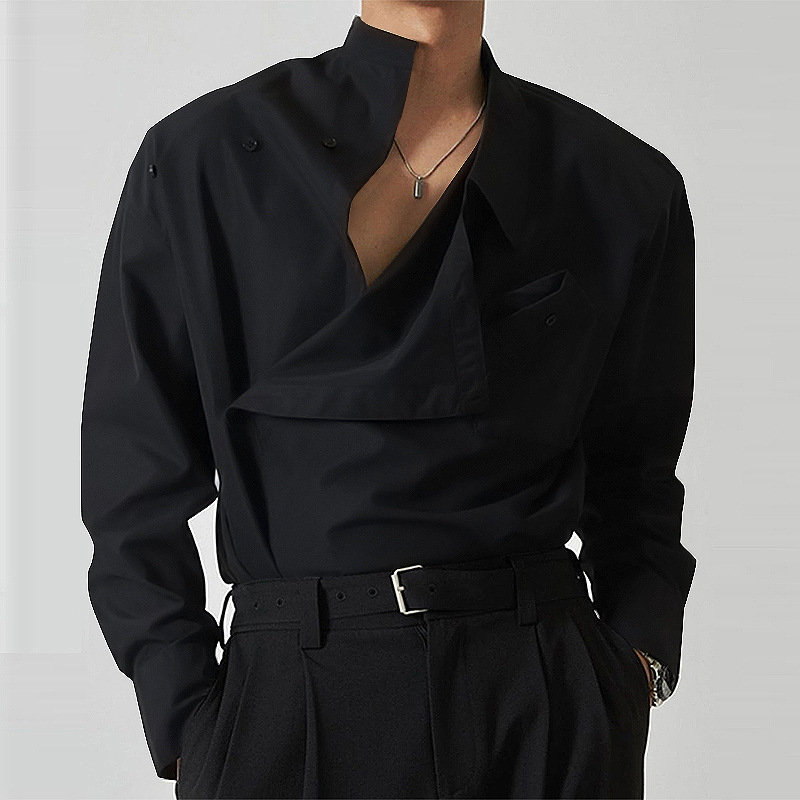 Irregular Lapel Long Sleeve Shirt