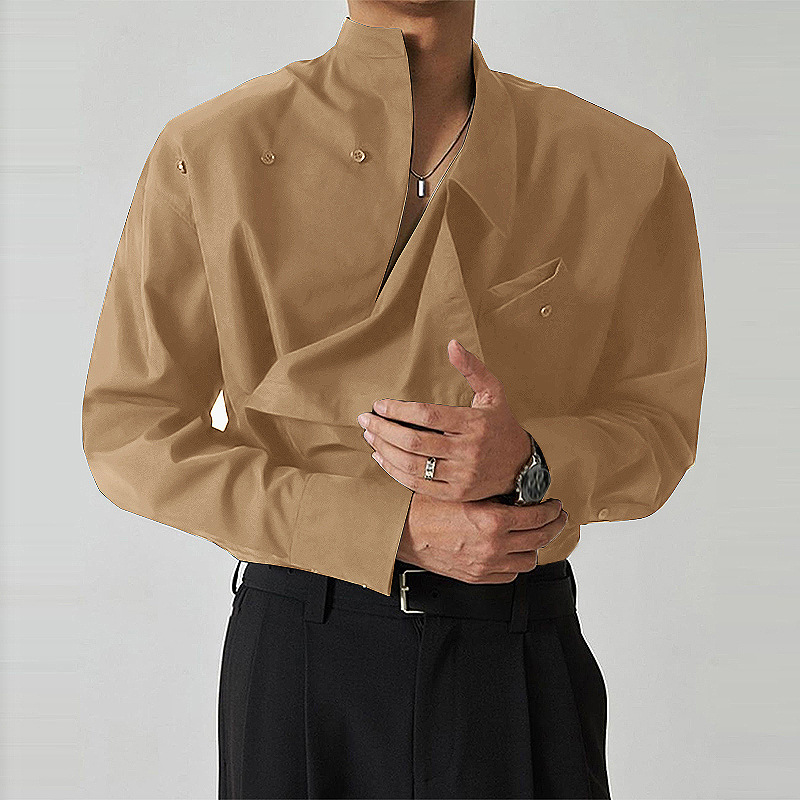 Irregular Lapel Long Sleeve Shirt