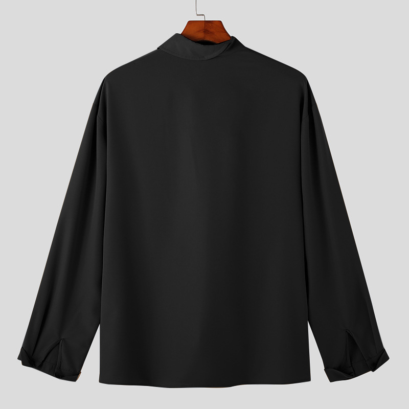 Irregular Lapel Long Sleeve Shirt