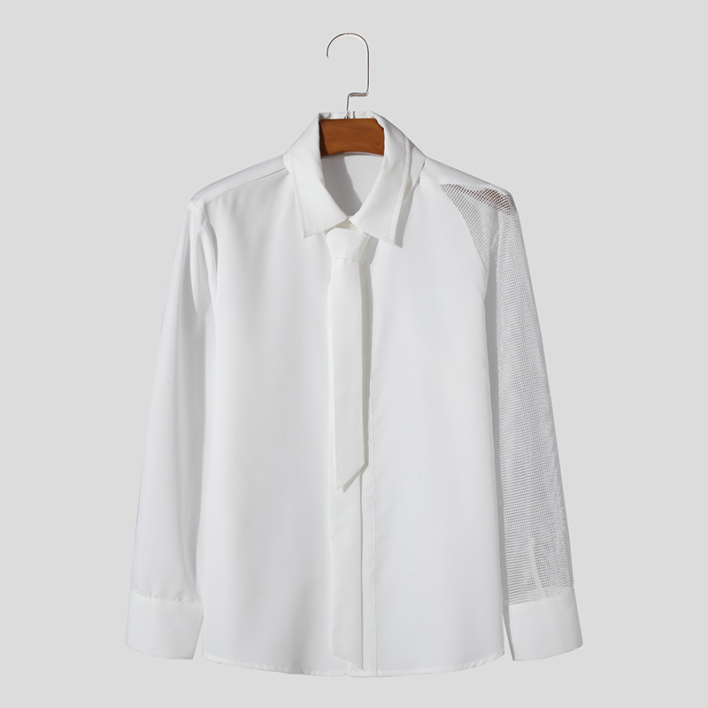 Business Banquet Mesh Patchwork Shirt