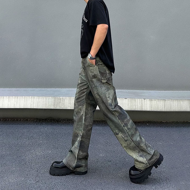 Washed and Aged Camouflage Workwear Casual Pants