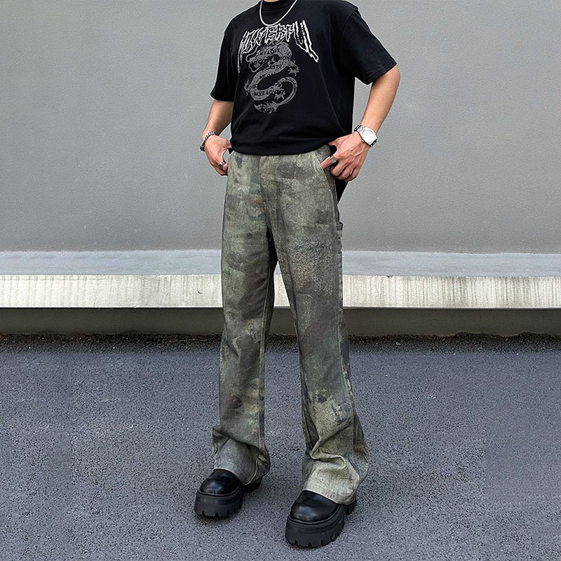 Washed and Aged Camouflage Workwear Casual Pants