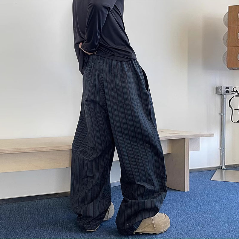 Vintage Vertical Stripe Scimitar Casual Pants