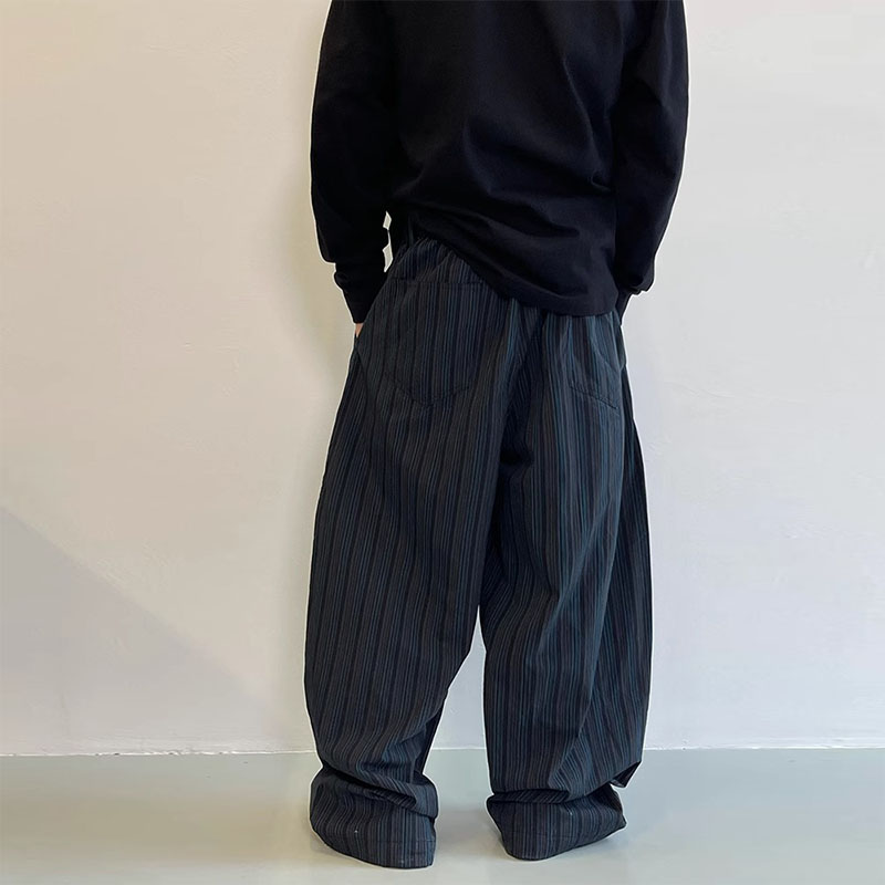 Vintage Vertical Stripe Scimitar Casual Pants