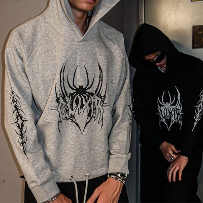 Y2K Gothic Spider Hoodie Pullover