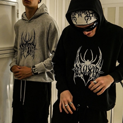 Y2K Gothic Spider Hoodie Pullover