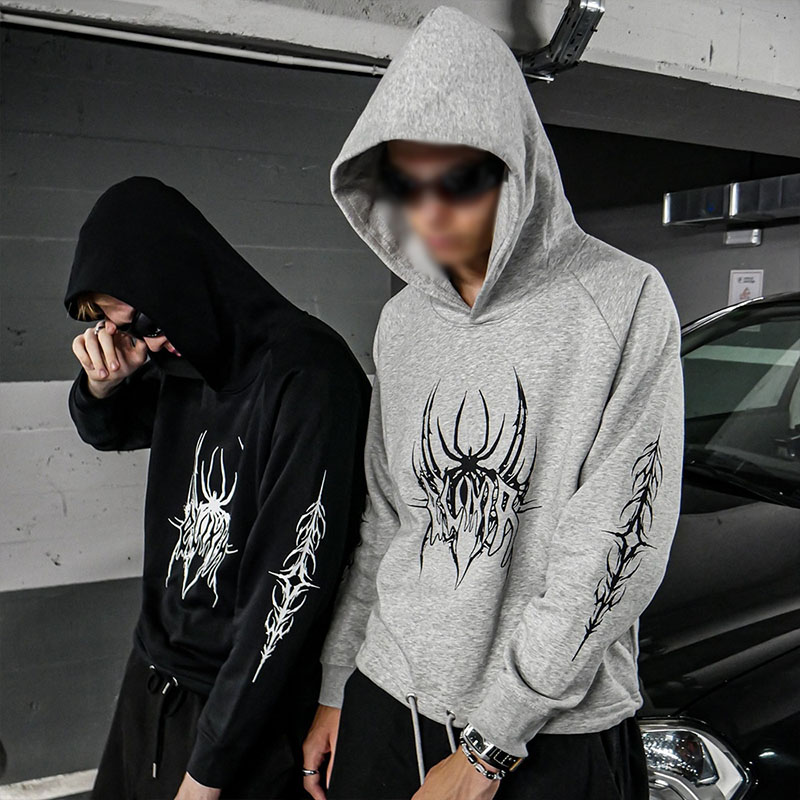 Y2K Gothic Spider Hoodie Pullover