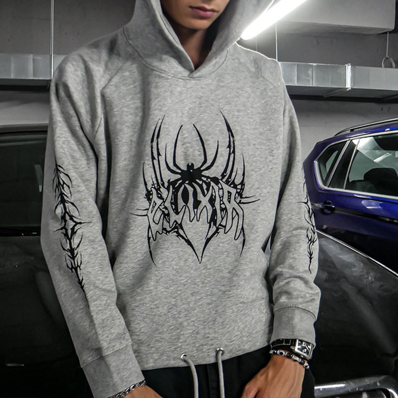 Y2K Gothic Spider Hoodie Pullover