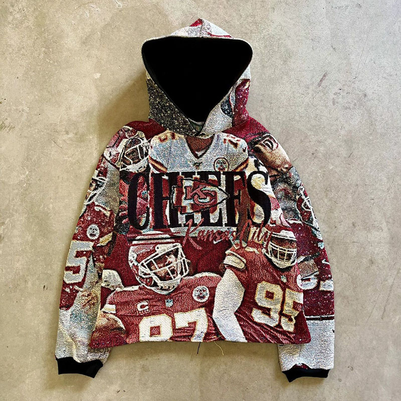 Retro Football Print Hoodie