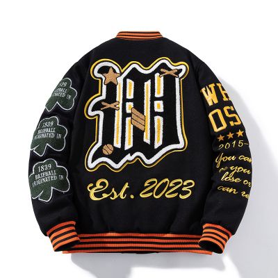 Hip Hop Embroidered Jacket Cotton Baseball Jacket