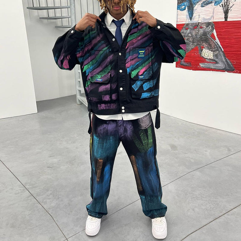 Hip-hop Hand-painted Graffiti Denim Jacket