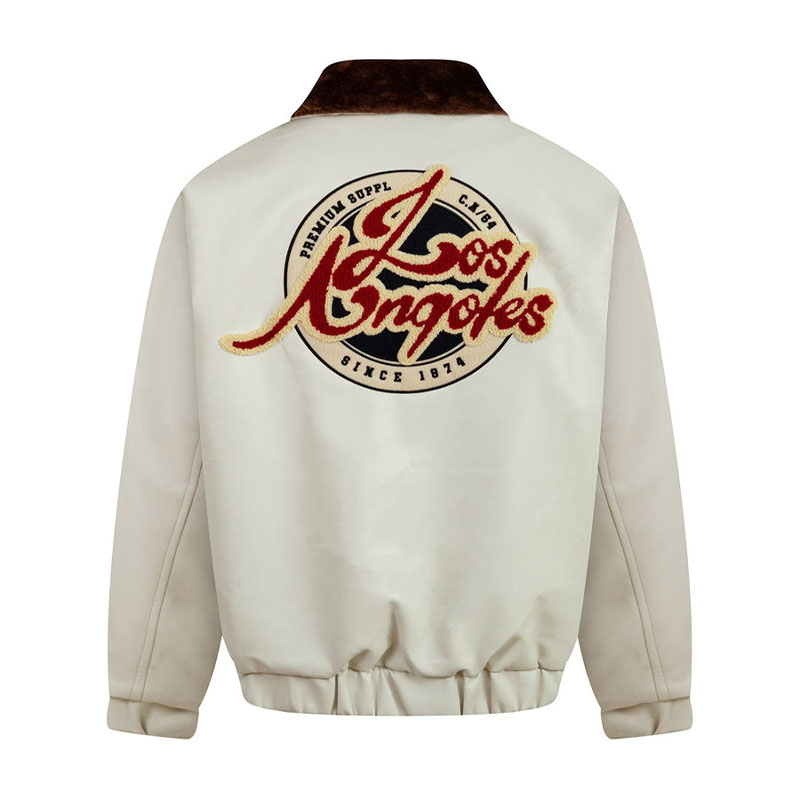 Letter Embroidery Thickened Warm Lapel Jacket