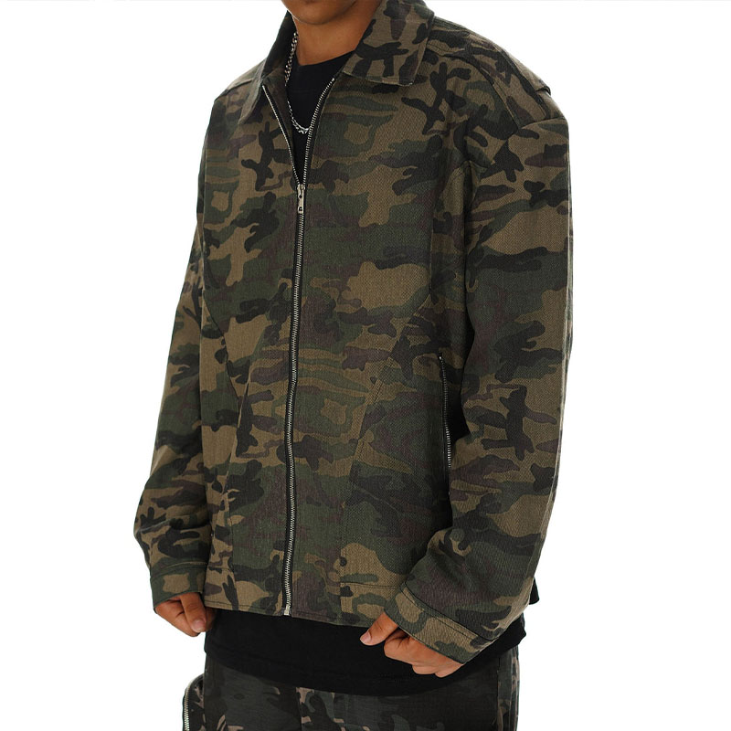 Hip-hop Shoulder Pad Camouflage Washed Jacket