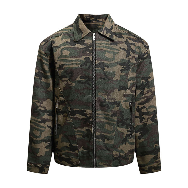 Hip-hop Shoulder Pad Camouflage Washed Jacket