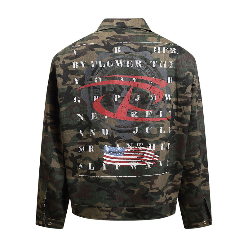 Hip-hop Shoulder Pad Camouflage Washed Jacket